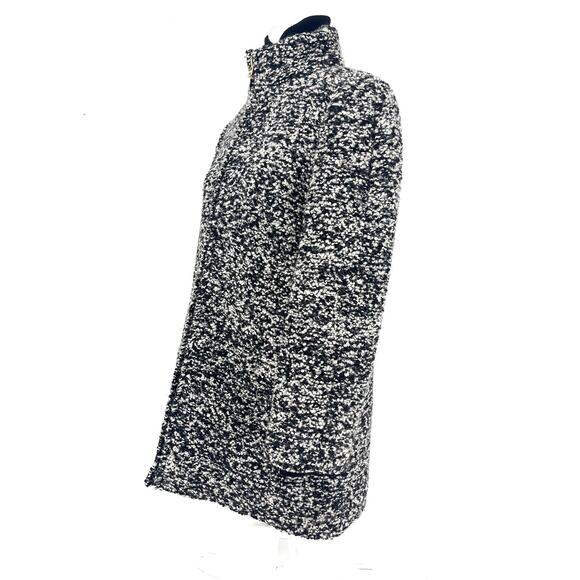 J Crew Coat Italian Wool Lodge Tweed Zip Up in Boucle Speckled Black White 6P - Picture 5 of 12